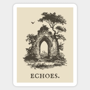 Overgrown Abbey Ruins Vintage Illustration Magnet